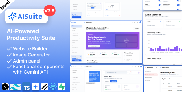 AI Suite – AI Website Builder, Next.js Dashboard & Gemini AI Powered SaaS