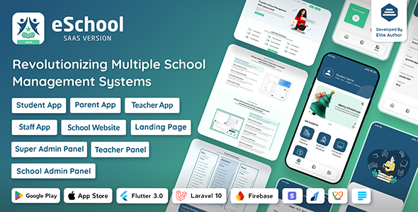 eSchool SaaS - School Management System with Student | Parents Flutter App | Laravel Admin