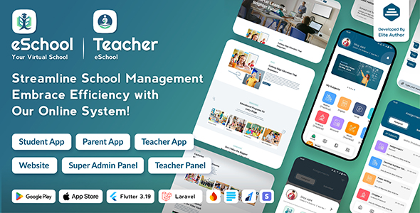eSchool - School Management System with Student | Parents | Teacher Flutter App | Laravel Admin