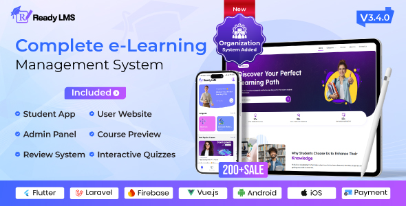 Ready LMS - Complete Learning  Management System Websites, Mobile app with Admin panel