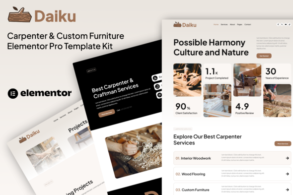 Daiku - Carpenter & Custom Furniture Elementor Pro Template Kit