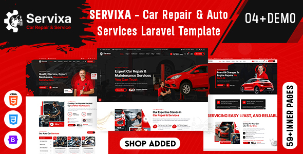 Servixa – Car Repair & Auto Services Laravel Template