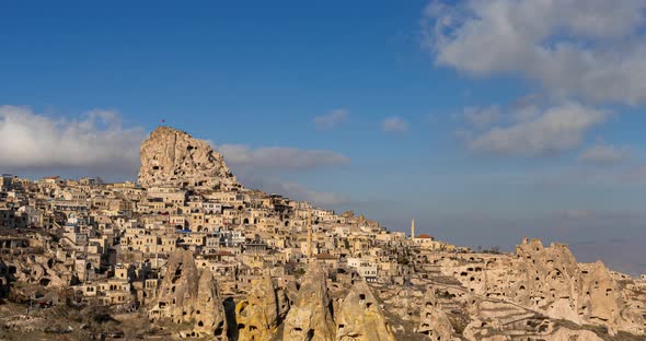 Amazing View of Turkish Fortress Uchisar in the Cappadocia Turkey