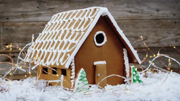 Gingerbread house with rice light