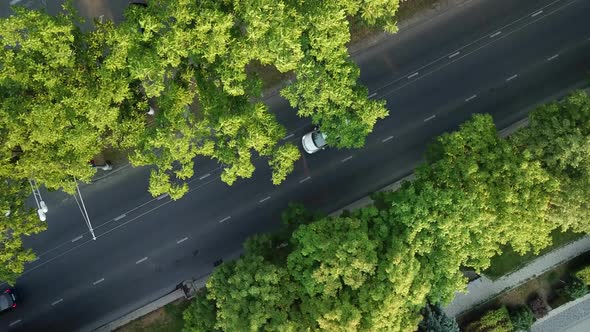 Top Down Street Road View of Freeway Busy City Rush Hour Heavy Traffic Jam Highway.