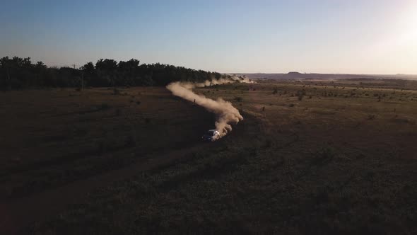 Rally Car Driving Fast in Cross-country Road