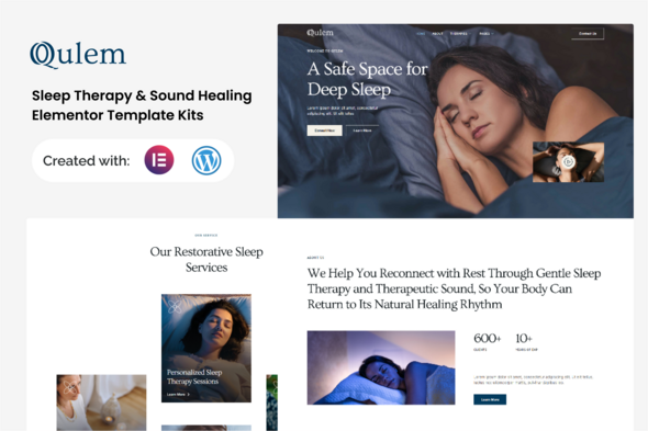 Qulem - Sleep Therapy & Sound Healing Elementor Template Kits