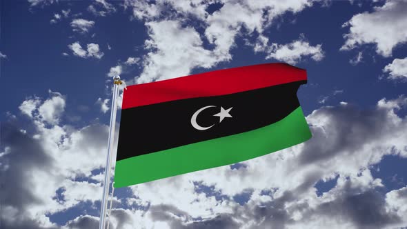 Libya Flag With Sky 4k