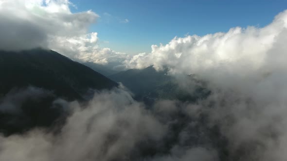 Fly Over Clouds In The Valley