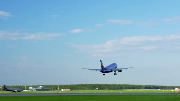 Plane Fly Up Over Take-Off Runway