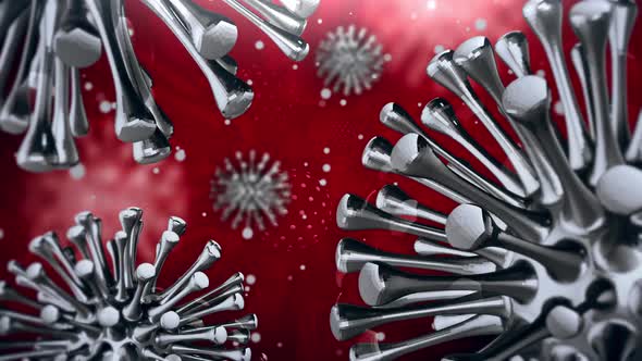 3D Corona Virus Covid 19 In Red Background alt