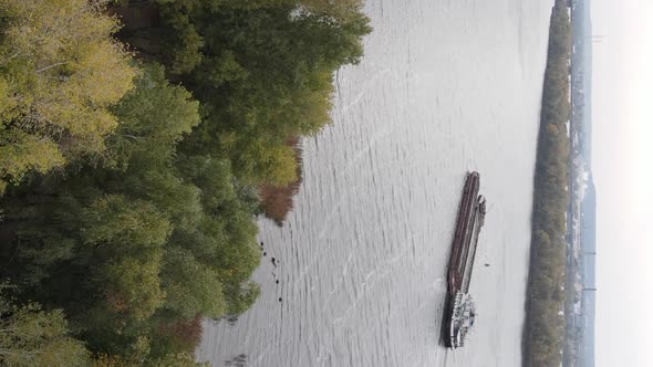 Vertical Video Aerial View of the Dnipro River  the Main River of Ukraine