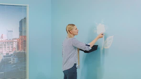 Painting Flowers in a Modern Office.