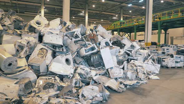 Washing Machines Piled at Landfill for Recycling