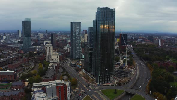 Aerial View of Manchester City in UK