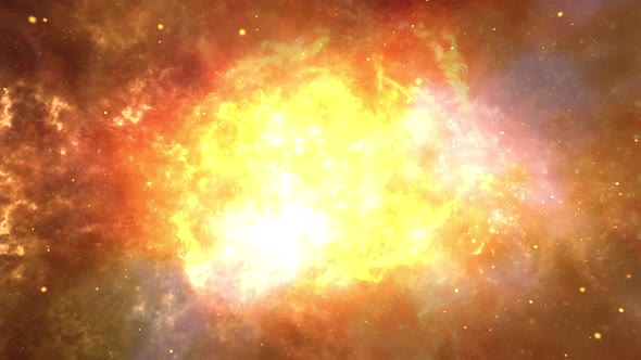 Dark Golden Fire  Space flight into a star field in the birth and death star zone. alt