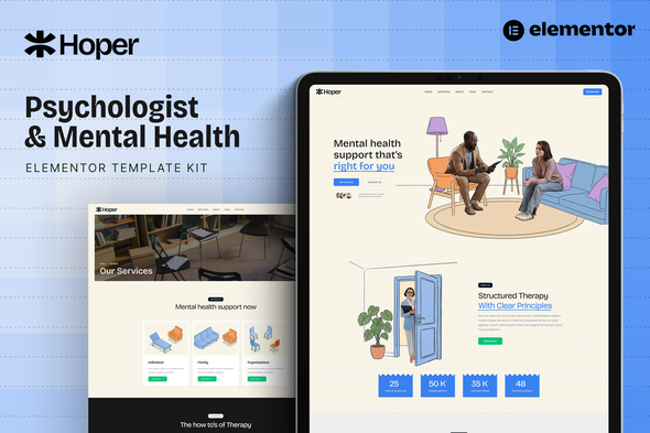Hoper - Psychologist & Mental Health Elementor Template Kit