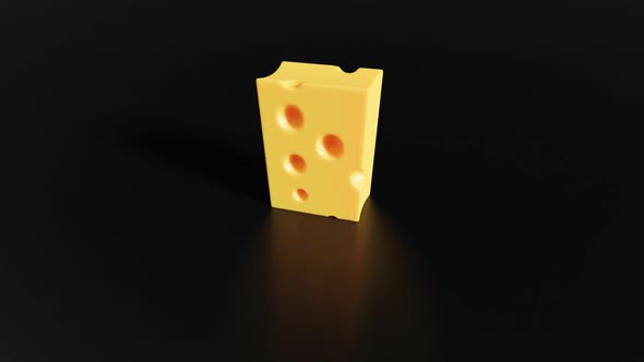 Cheese Turning on Black Background