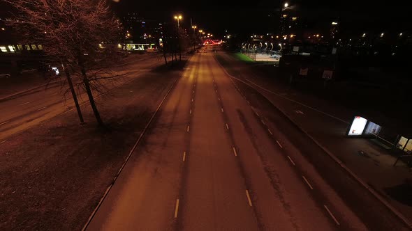 Night time lapse view of traffic. Aerial time-lapse view of car driving in the street of city.