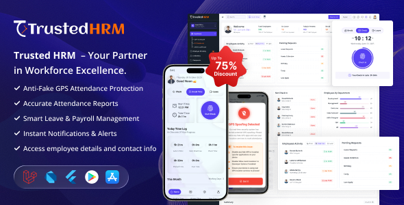 Trusted HRM Bundle | Laravel Web + App HR Management System | GPS Anti-Fake & Offline Attendance