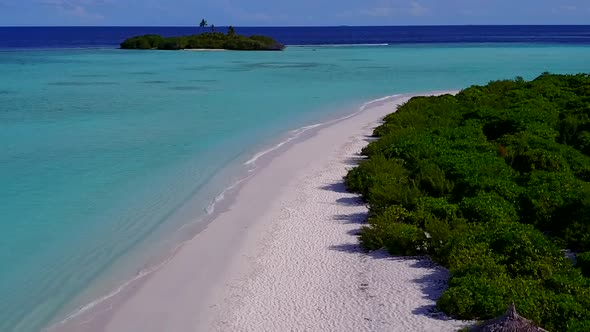 Drone view seascape of marine resort beach by blue ocean and sand background