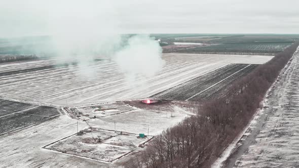 Gas Torch Candle  Controlled or Emergency Combustion of Associated Gas  Drone Shot