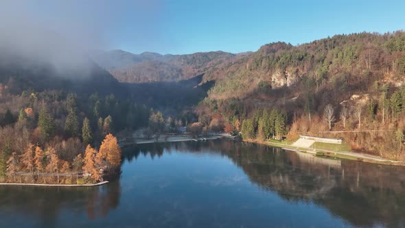 Lake Bled on a misty autumn morning