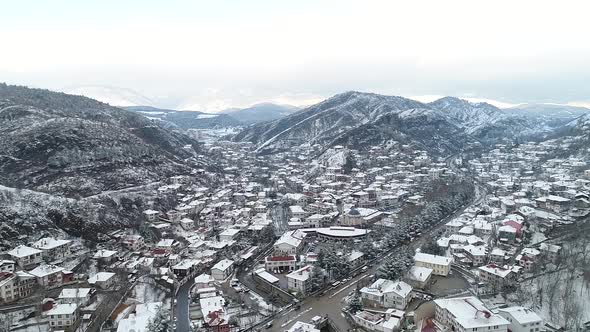 Historical ottoman quarter, winter landscape.