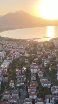 Vertical Video Alanya Turkey  a Resort Town on the Seashore