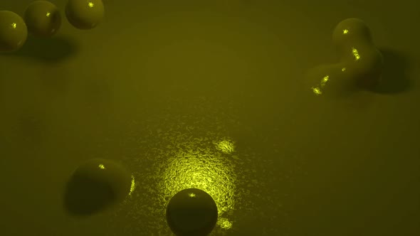 3D Looped Animation with Beautiful Small Spheres Flying Up From Liquid Paint and Falling Inside