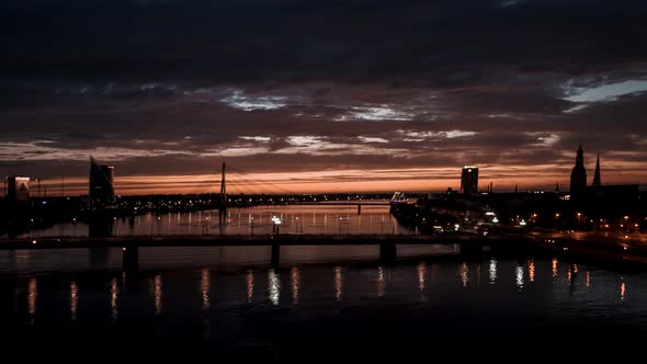 Beautiful Old Town of Riga at Sunset