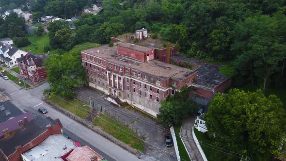 Hayswood Hospital in Maysville, Kentucky.  Haunted hospital.  Aerial drone.