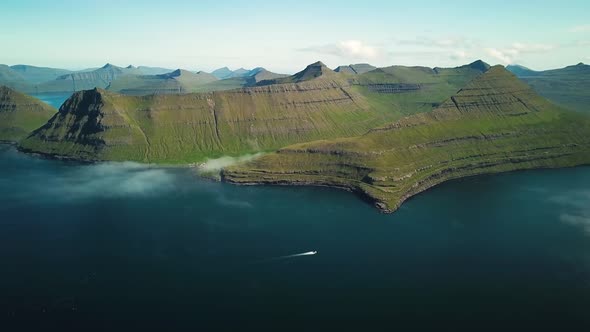 Aerial View of a Funningur Scenic Point Faroe Islands