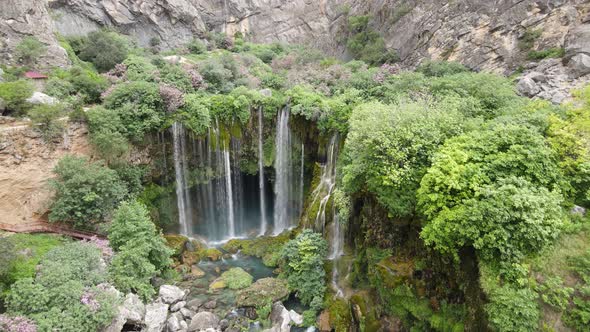 Aerial Yerkopru Waterfall
