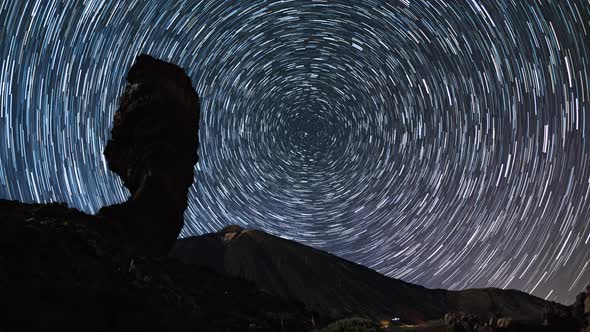 Startrails Timelapse Over Teide Volcano, Tenerife