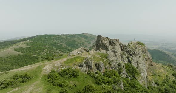 Arc shot of the magnificent panorama of Azeula Fortress and its surroundings.