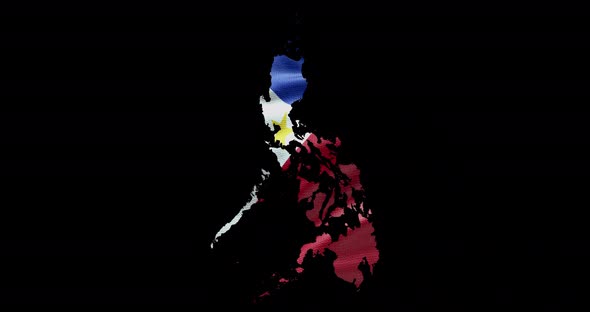 Philippines national flag background with country shape outline. Alpha channel animation