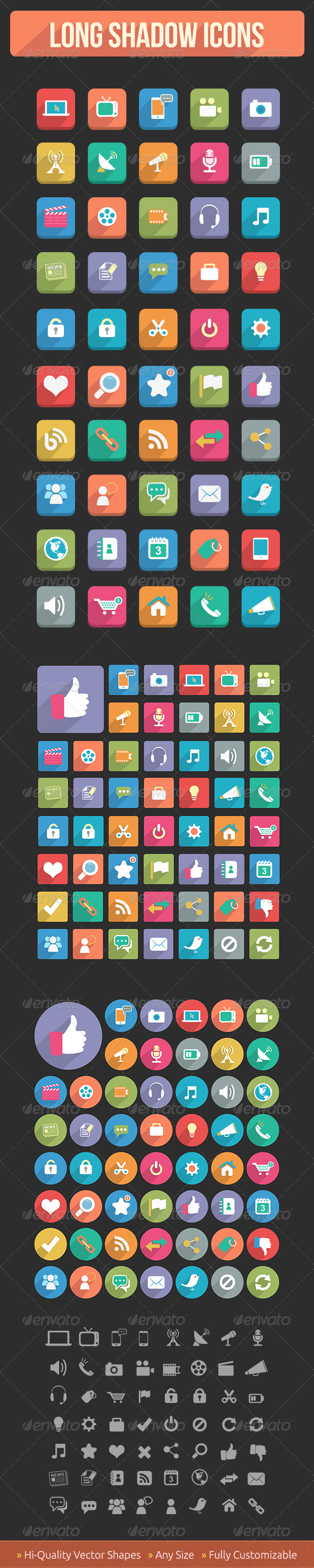 Flat Media & Communication Icons