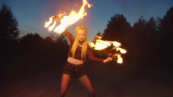 Female Vampire with Burning Claws on Halloween