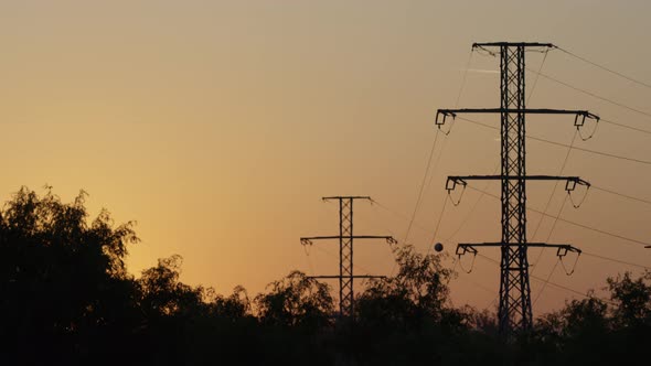 Power poles with power cables