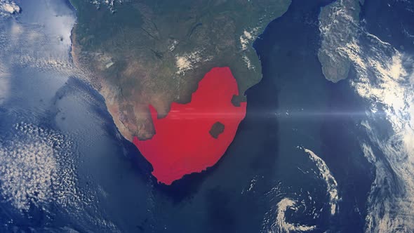 Realistic Earth Zoom Red Alert Highlight Country South Africa