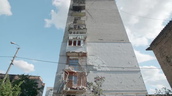 Destroyed Residential Building After Russian Missile Shelling
