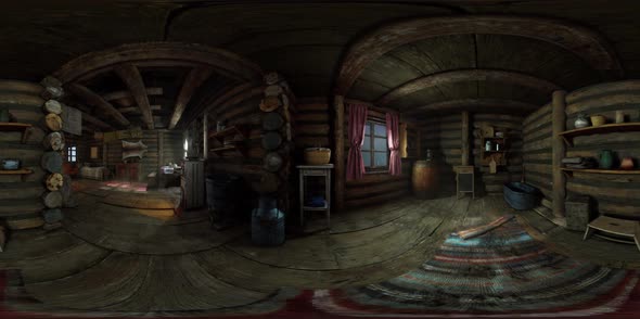 VR360 View of Old Log Home Interior