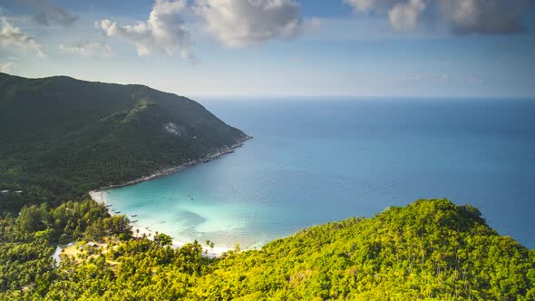 Picturesque Ko Phangan Hills Covered with Forests at Ocean