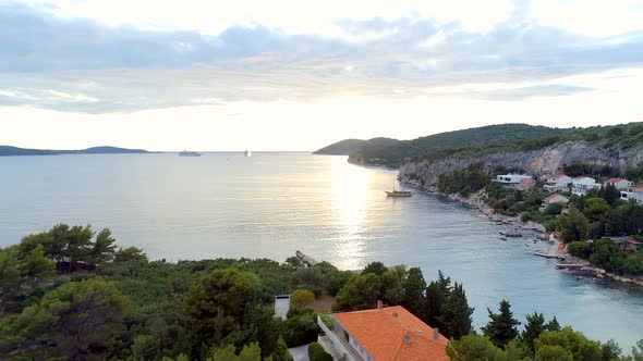 Secluded Bay in Hvar Croatia at Sunset