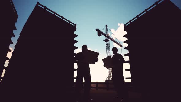 Construction Worker Looking At Blueprints 02