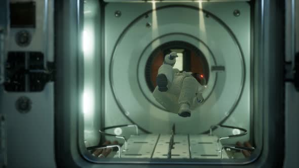 Astronaut Inside the Orbital Space Station alt