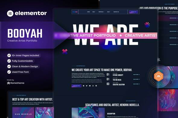 Booyah - Creative Artist Portfolio Elementor Template Kit
