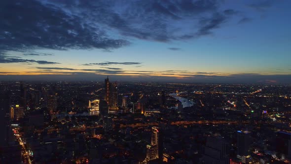 4k Aerial city view of Bangkok dowtnown, Flying over Bangkok, Thailand.