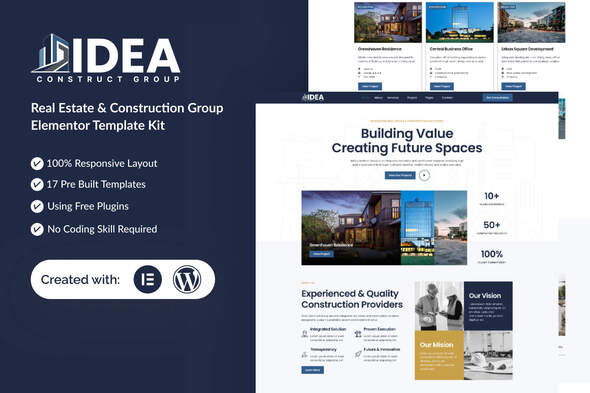 Idea - Real Estate & Construction Group Elementor Template Kit